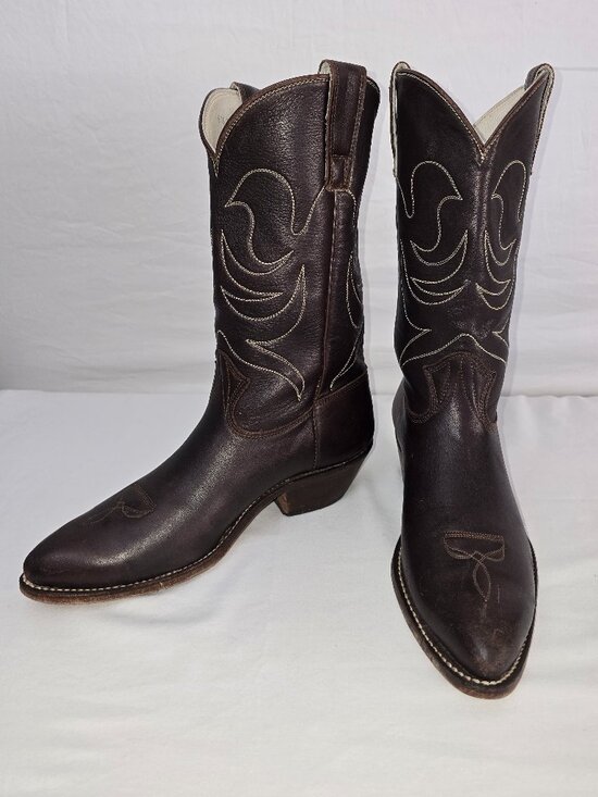 Vintage Stewart 1977 Brown Leather Handmade Cowboy Boots Western Men’s Size 8 EE main image 4